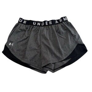 Under Armour Play Up Twist 3.0 Shorts Womens 1X Plus Loose Fit Gray Black UA Gym